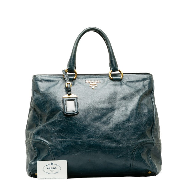 プラダ ハンドバッグ BN2325 ブルー レザー レディース PRADA 【中古】