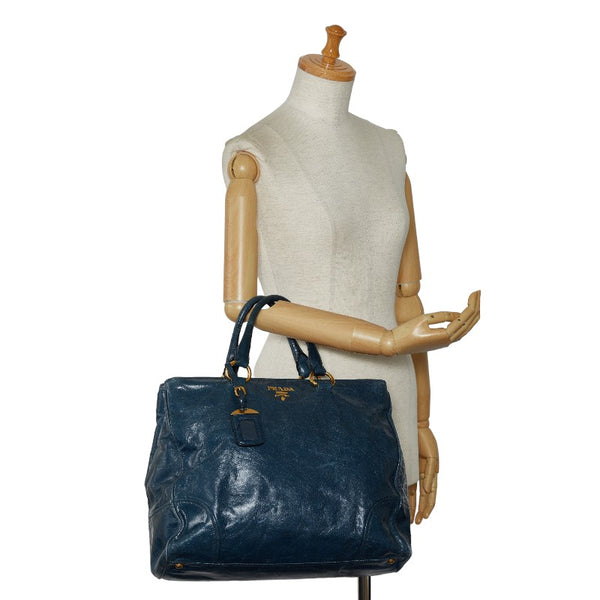 プラダ ハンドバッグ BN2325 ブルー レザー レディース PRADA 【中古】