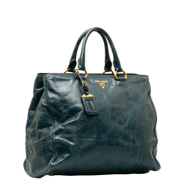 プラダ ハンドバッグ BN2325 ブルー レザー レディース PRADA 【中古】