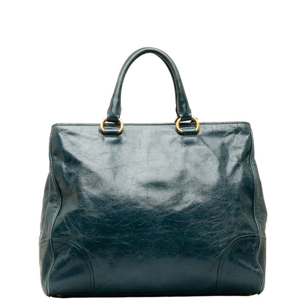 プラダ ハンドバッグ BN2325 ブルー レザー レディース PRADA 【中古】