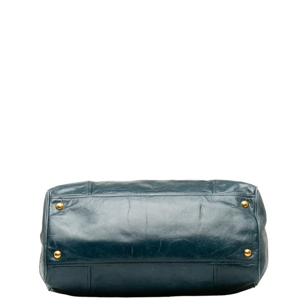 プラダ ハンドバッグ BN2325 ブルー レザー レディース PRADA 【中古】