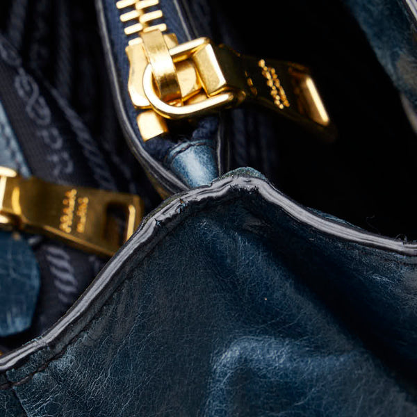 プラダ ハンドバッグ BN2325 ブルー レザー レディース PRADA 【中古】