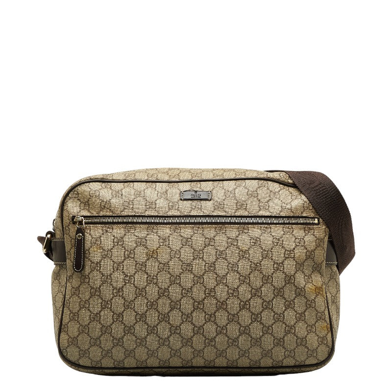 グッチ GGスプリーム 斜め掛け ショルダーバッグ 211017 ベージュ PVC レザー レディース GUCCI 【中古】