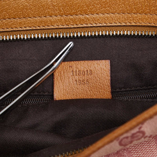 グッチ GGキャンバス 斜め掛け ショルダーバッグ 113013 ピンク ベージュ キャンバス レザー レディース GUCCI 【中古】