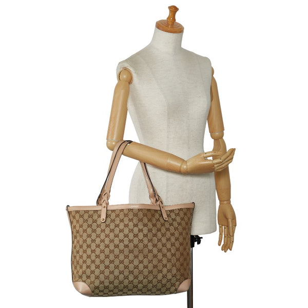グッチ GGキャンバス トートバッグ 247209 ベージュ キャンバス レザー レディース GUCCI 【中古】