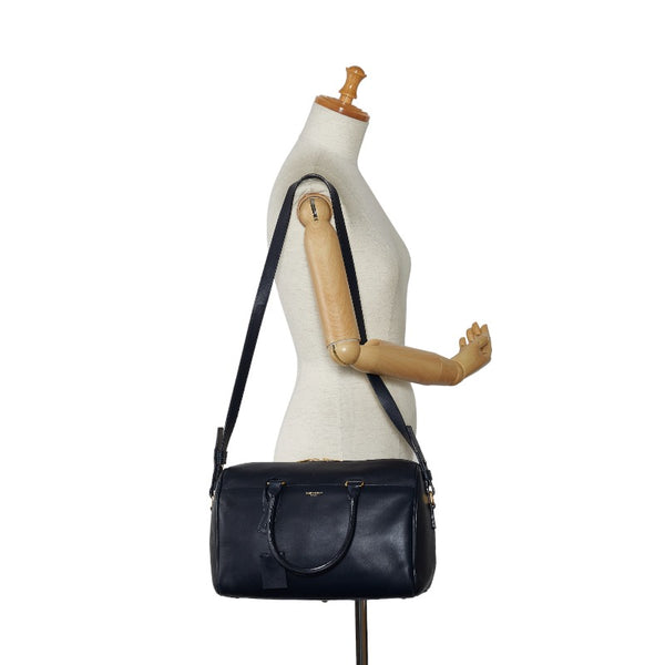 サンローラン クラシックダッフル6 ハンドバッグ ショルダーバッグ 2WAY 322049 ネイビー レザー レディース SAINT LAURENT 【中古】