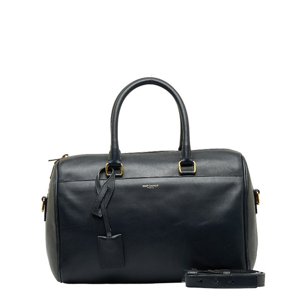 サンローラン クラシックダッフル6 ハンドバッグ ショルダーバッグ 2WAY 322049 ネイビー レザー レディース SAINT LAURENT 【中古】