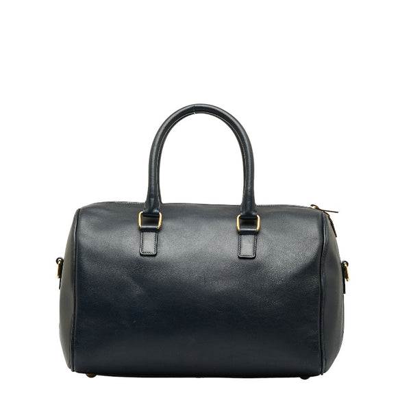 サンローラン クラシックダッフル6 ハンドバッグ ショルダーバッグ 2WAY 322049 ネイビー レザー レディース SAINT LAURENT 【中古】