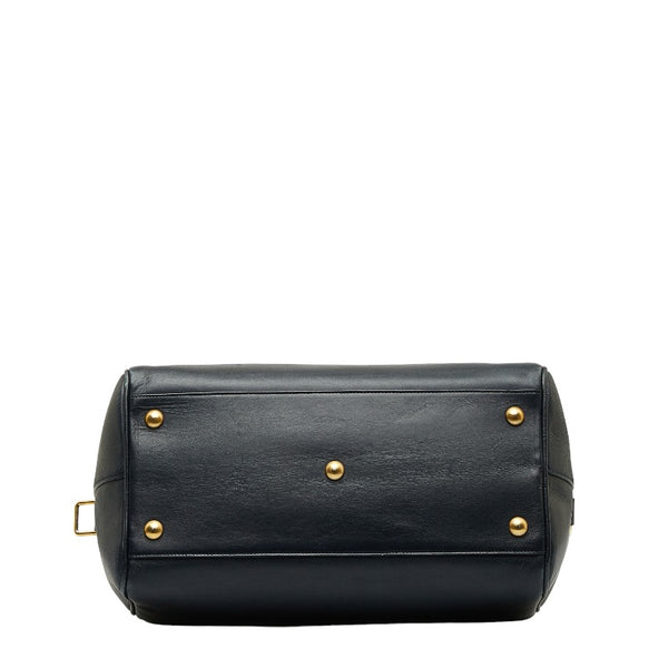 サンローラン クラシックダッフル6 ハンドバッグ ショルダーバッグ 2WAY 322049 ネイビー レザー レディース SAINT LAURENT 【中古】