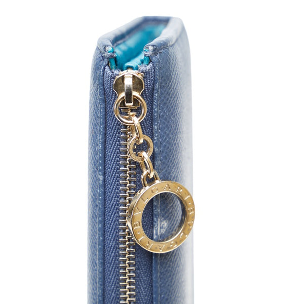 ブルガリ ブルガリブルガリ L字ファスナー  長財布 285331 ブルー レザー レディース BVLGARI 【中古】