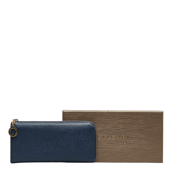 ブルガリ ブルガリブルガリ L字ファスナー  長財布 285331 ブルー レザー レディース BVLGARI 【中古】