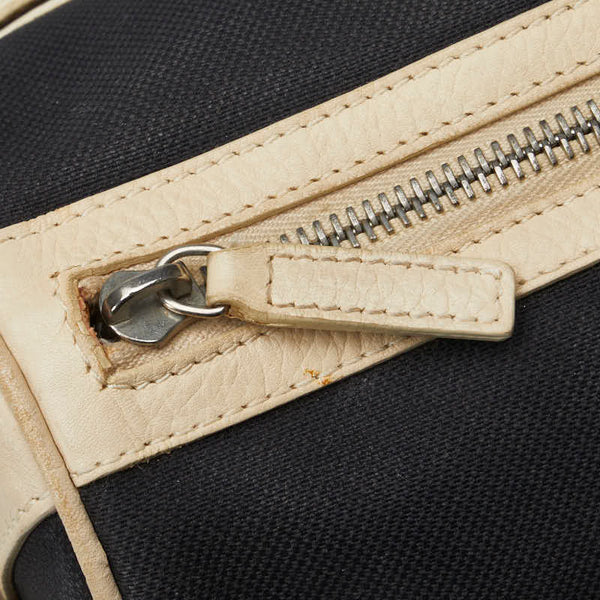 ブルガリ ハンドバッグ ブラック ホワイト キャンバス レザー レディース BVLGARI 【中古】