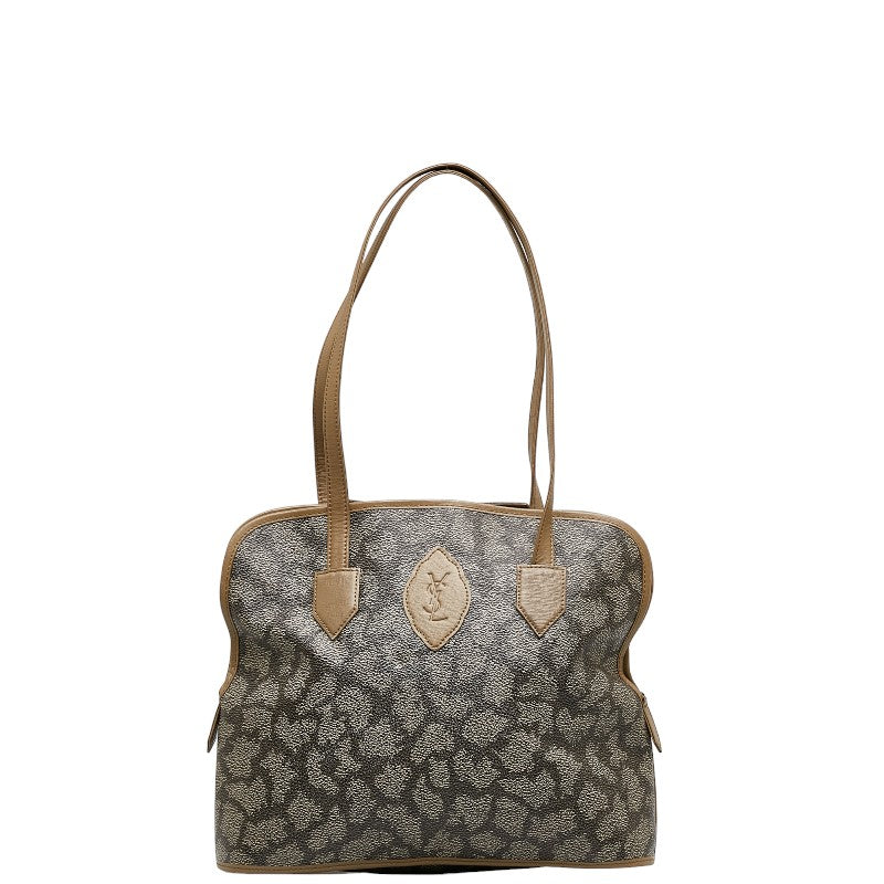 サンローラン ヴィンテージ YSLロゴ ジラフ 総柄 ショルダーバッグ トートバッグ グレージュ PVC レザー レディース SAINT LAURENT 【中古】