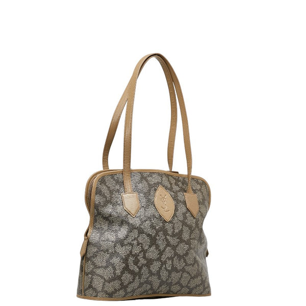 サンローラン ヴィンテージ YSLロゴ ジラフ 総柄 ショルダーバッグ トートバッグ グレージュ PVC レザー レディース SAINT LAURENT 【中古】