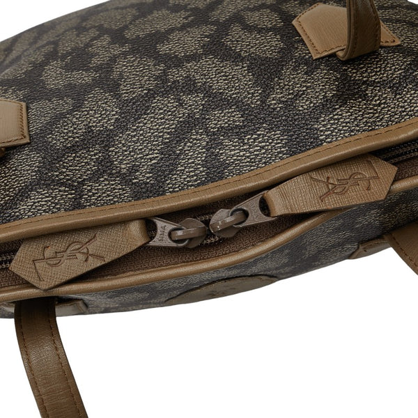 サンローラン ヴィンテージ YSLロゴ ジラフ 総柄 ショルダーバッグ トートバッグ グレージュ PVC レザー レディース SAINT LAURENT 【中古】