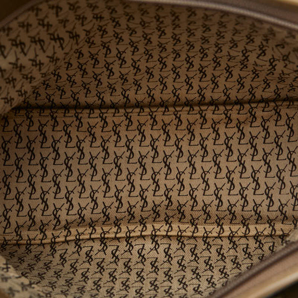 サンローラン ヴィンテージ YSLロゴ ジラフ 総柄 ショルダーバッグ トートバッグ グレージュ PVC レザー レディース SAINT LAURENT 【中古】