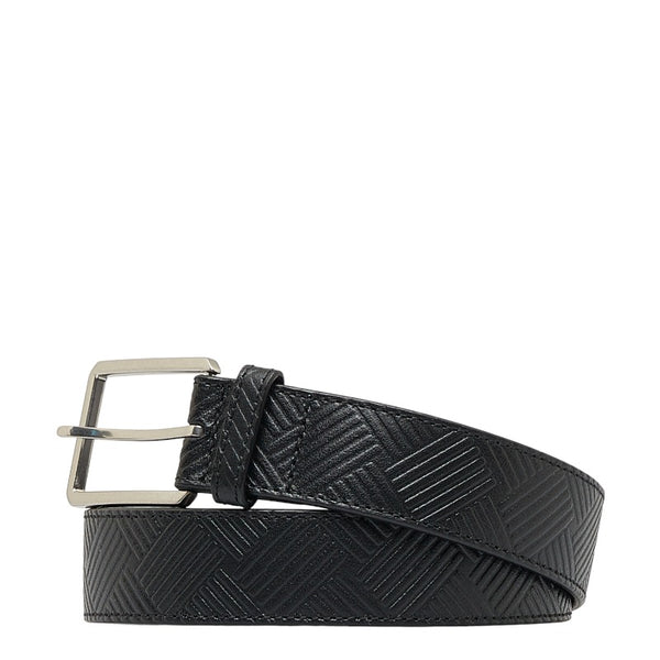 ボッテガヴェネタ 型押し ベルト 95/38 ブラック シルバー レザー メンズ BOTTEGAVENETA 【中古】