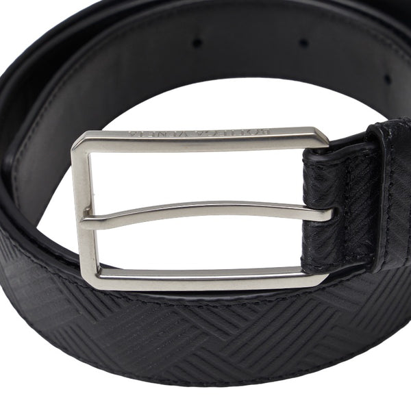 ボッテガヴェネタ 型押し ベルト 95/38 ブラック シルバー レザー メンズ BOTTEGAVENETA 【中古】