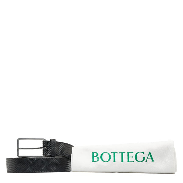 ボッテガヴェネタ 型押し ベルト 95/38 ブラック シルバー レザー メンズ BOTTEGAVENETA 【中古】