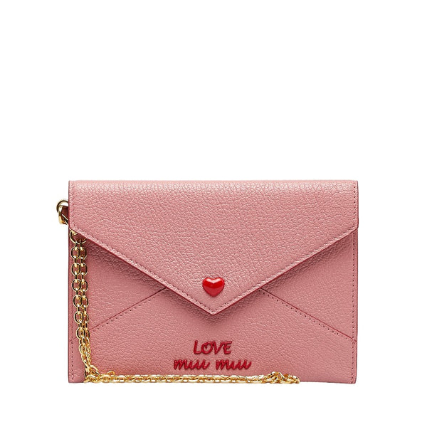 ミュウミュウ マドラス ラブ カードケース 5MF001 ピンク ROSA レザー レディース MIUMIU 【中古】