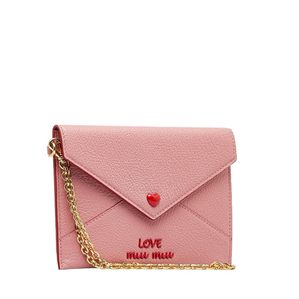 ミュウミュウ マドラス ラブ カードケース 5MF001 ピンク ROSA レザー レディース MIUMIU 【中古】