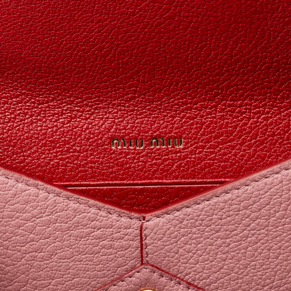 ミュウミュウ マドラス ラブ カードケース 5MF001 ピンク ROSA レザー レディース MIUMIU 【中古】