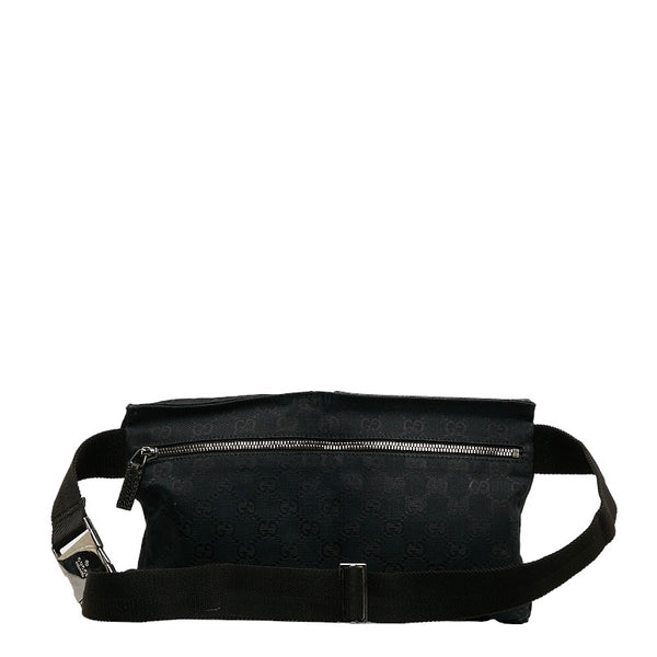 グッチ GGキャンバス ボディバッグ ウエストバッグ 28566 ブラック キャンバス レザー レディース GUCCI 【中古】