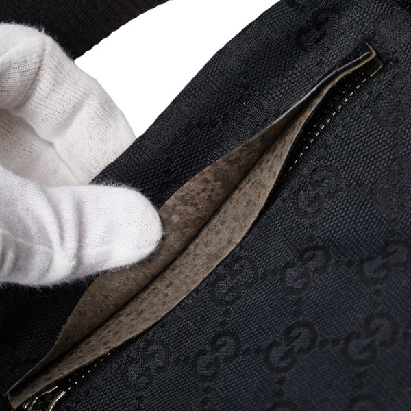 グッチ GGキャンバス ボディバッグ ウエストバッグ 28566 ブラック キャンバス レザー レディース GUCCI 【中古】