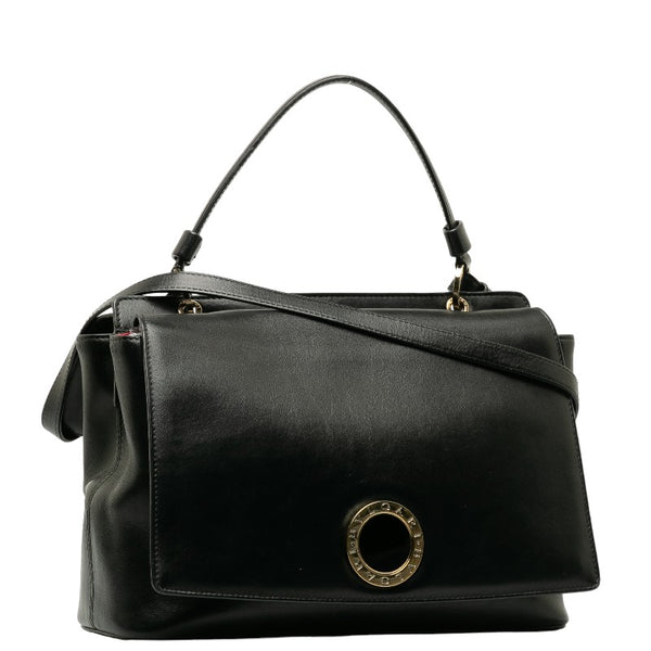 ブルガリ ブルガリブルガリ デュエット ハンドバッグ ショルダーバッグ 2WAY ブラック レザー レディース BVLGARI 【中古】