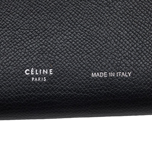 セリーヌ ロゴ 長財布 ブラック ベージュ レザー レディース CELINE 【中古】