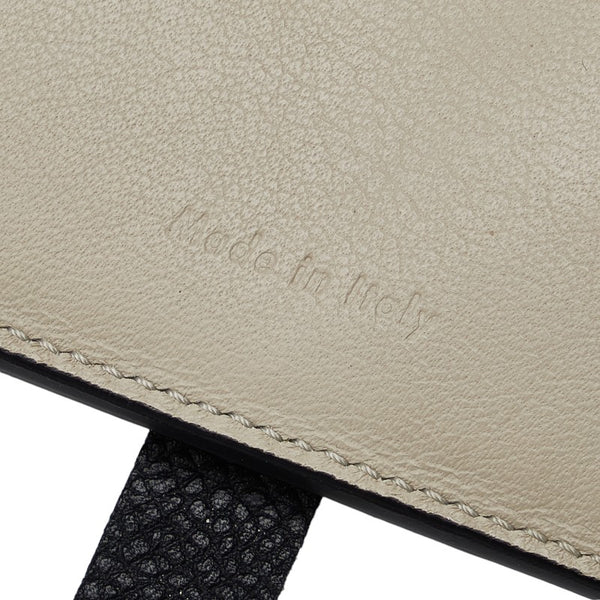 セリーヌ ロゴ 長財布 ブラック ベージュ レザー レディース CELINE 【中古】