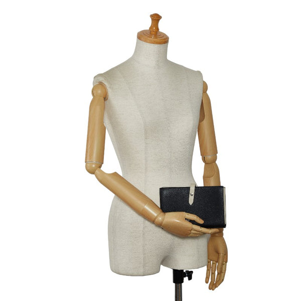 セリーヌ ロゴ 長財布 ブラック ベージュ レザー レディース CELINE 【中古】