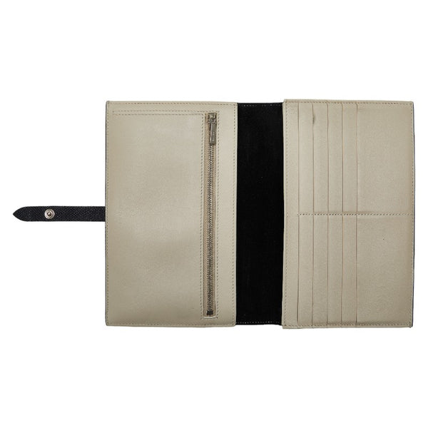 セリーヌ ロゴ 長財布 ブラック ベージュ レザー レディース CELINE 【中古】