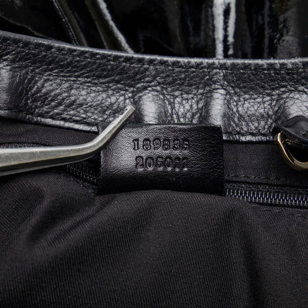 グッチ アビー ワンショルダーバッグ 189835 ブラック エナメル レディース GUCCI 【中古】