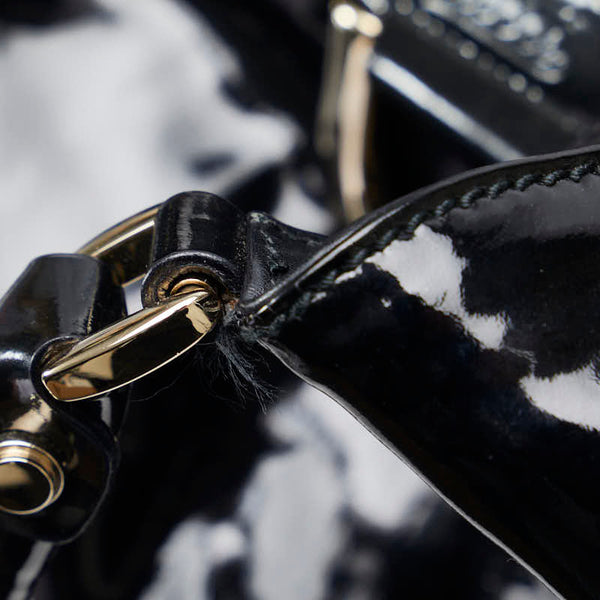 グッチ アビー ワンショルダーバッグ 189835 ブラック エナメル レディース GUCCI 【中古】