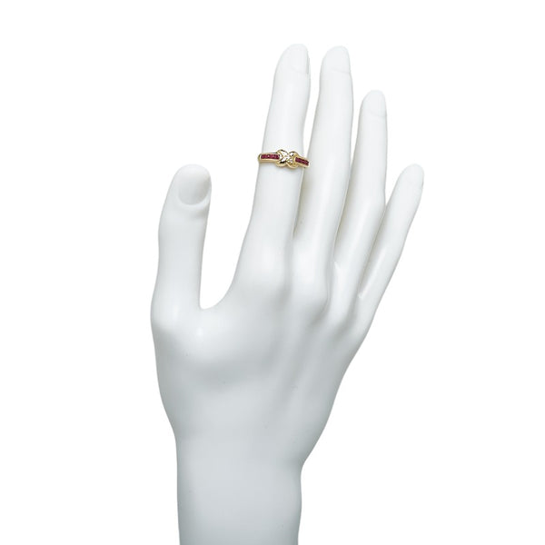 K18YG イエローゴールド ルビー0.48ct ダイヤ0.16ct リング 指輪 レディース 11号 【中古】
