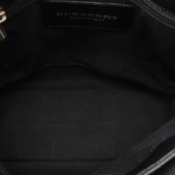 バーバリー ストライプ ハンドバッグ トートバッグ ブラック レザー レディース BURBERRY 【中古】