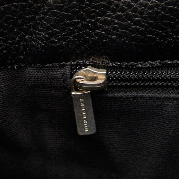 バーバリー ストライプ ハンドバッグ トートバッグ ブラック レザー レディース BURBERRY 【中古】