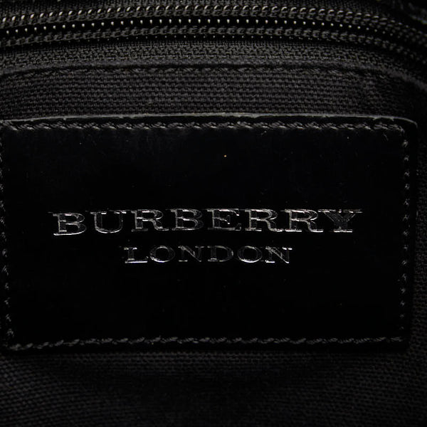 バーバリー ストライプ ハンドバッグ トートバッグ ブラック レザー レディース BURBERRY 【中古】