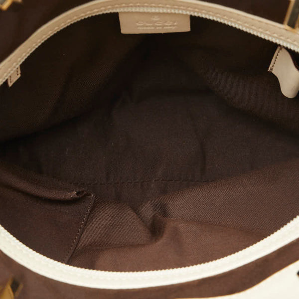 グッチ GGキャンバス ハンドバッグ トートバッグ 145994 ベージュ ホワイト キャンバス レザー レディース GUCCI 【中古】