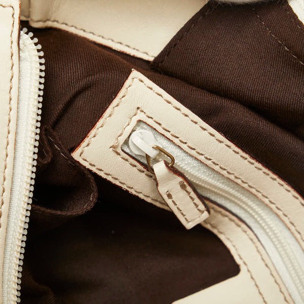 グッチ GGキャンバス ハンドバッグ トートバッグ 145994 ベージュ ホワイト キャンバス レザー レディース GUCCI 【中古】