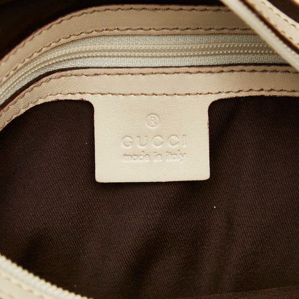 グッチ GGキャンバス ハンドバッグ トートバッグ 145994 ベージュ ホワイト キャンバス レザー レディース GUCCI 【中古】