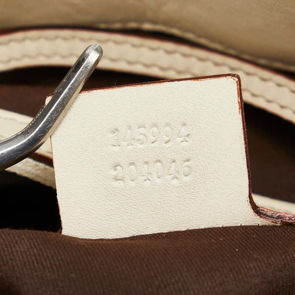 グッチ GGキャンバス ハンドバッグ トートバッグ 145994 ベージュ ホワイト キャンバス レザー レディース GUCCI 【中古】