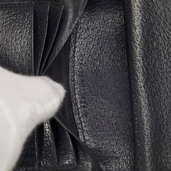 グッチ 二つ折り財布 ネイビー レザー レディース GUCCI 【中古】