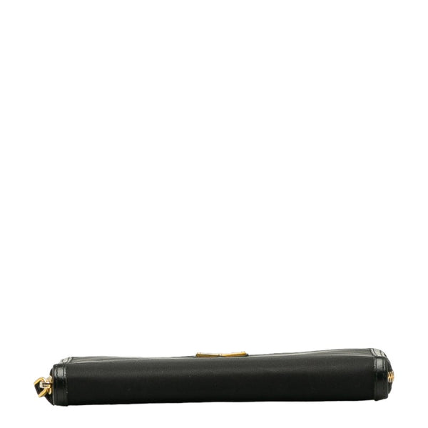 プラダ 三角ロゴプレート ラウンドファスナー 長財布 1ML506 ブラック ナイロン レザー レディース PRADA 【中古】