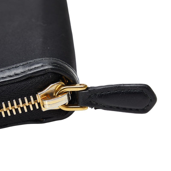プラダ 三角ロゴプレート ラウンドファスナー 長財布 1ML506 ブラック ナイロン レザー レディース PRADA 【中古】