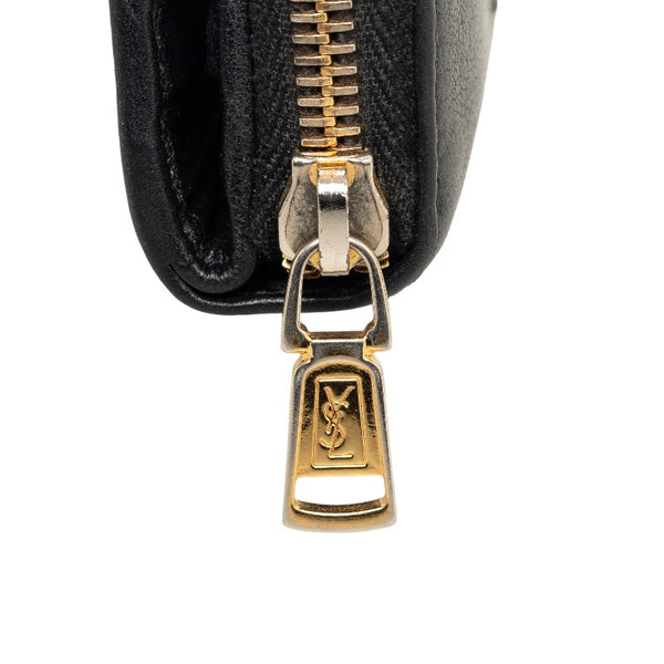 サンローラン YSLロゴ 二つ折り財布 コンパクトウォレット GUE568985  ブラック レザー レディース SAINT LAURENT 【中古】