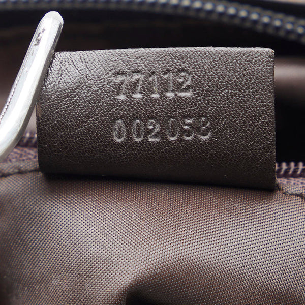 グッチ ワンショルダーバッグ 77112 ベージュ ブラウン キャンバス レザー レディース GUCCI 【中古】