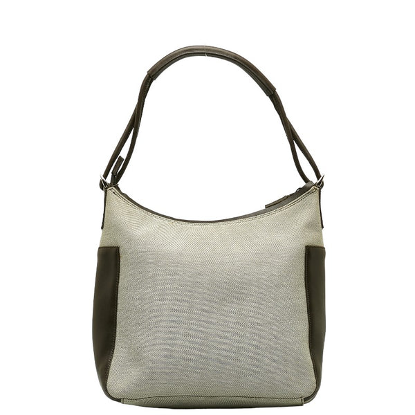 グッチ ワンショルダーバッグ 77112 ベージュ ブラウン キャンバス レザー レディース GUCCI 【中古】