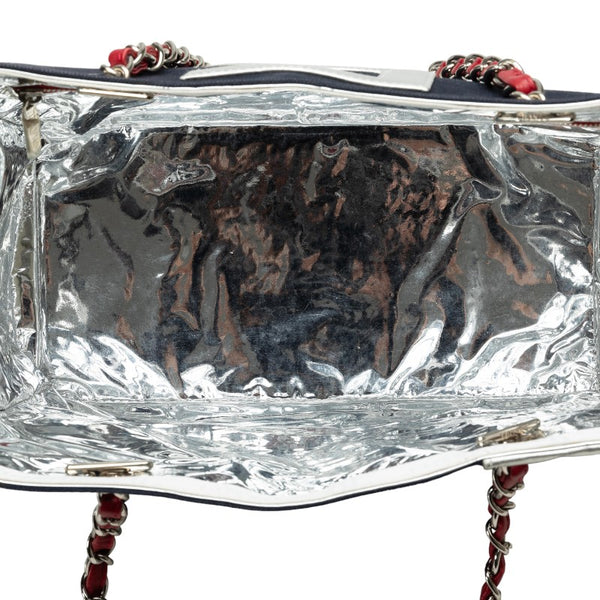 シャネル No.5 チェーン トートバッグ ネイビー マルチカラー キャンバス レザー レディース CHANEL 【中古】